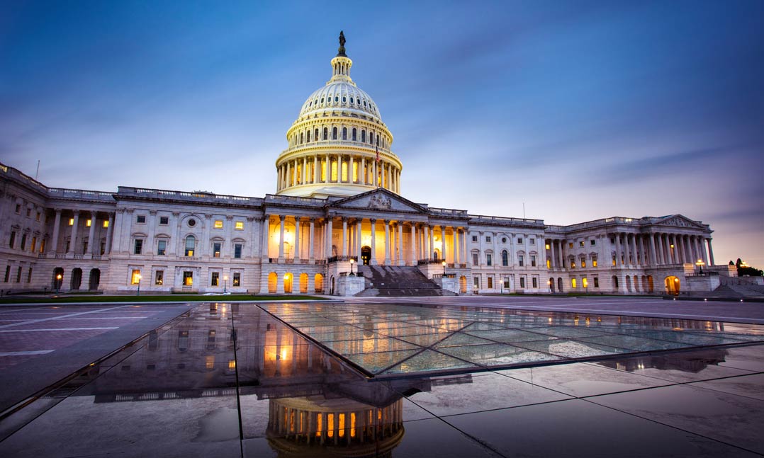 US Capital Building at sunset