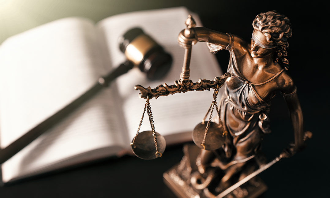 Justice scales and gavel