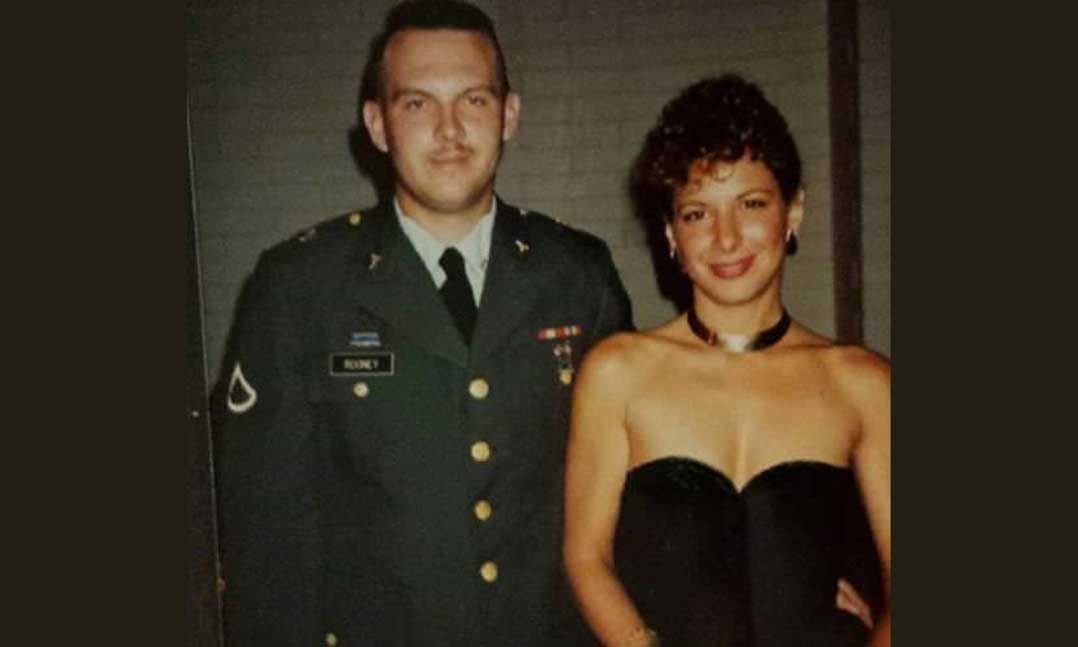 Dennis Rooney with his wife, Deborah, in the early 1990s at the officer’s club at Schofield Barracks