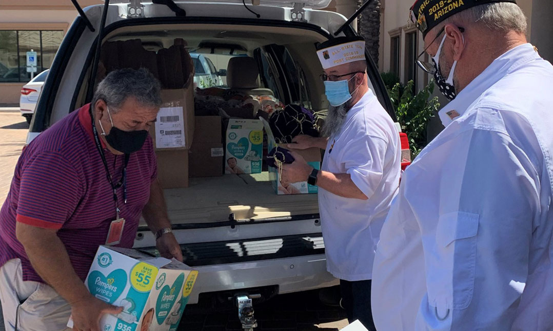 VFW members collect donations during the COVID-19 pandemic