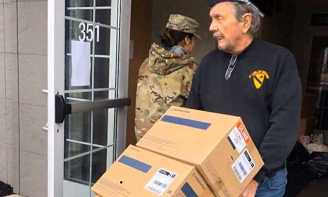 VFW members collect personal protection equipment for local medical staff during the COVID-19 pandemic