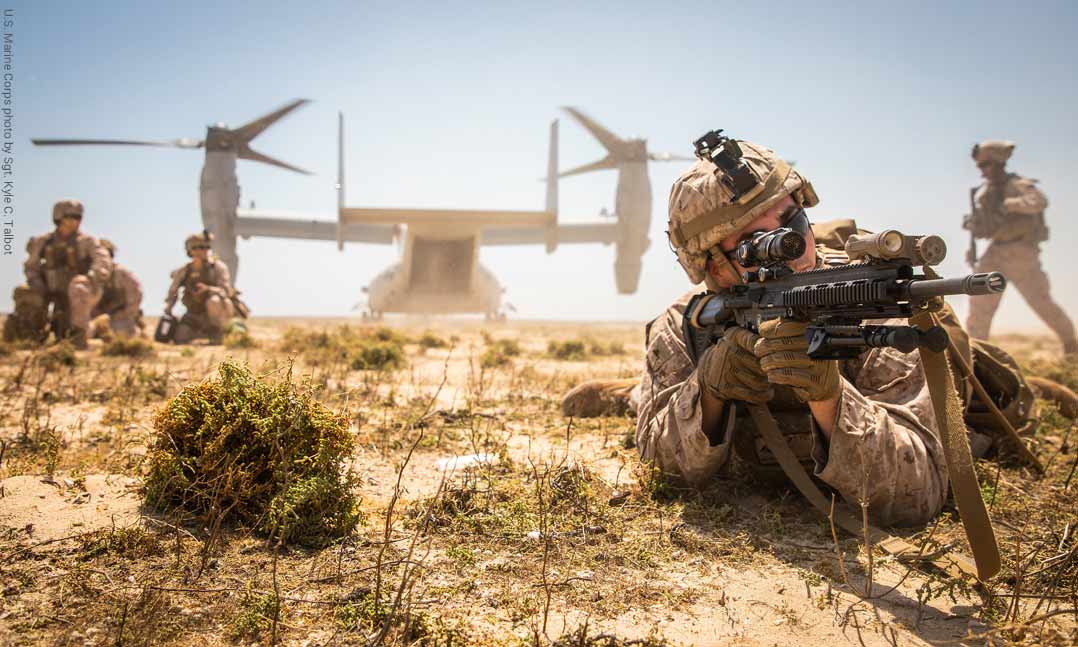 Marines post security in Saudi Arabia in 2020