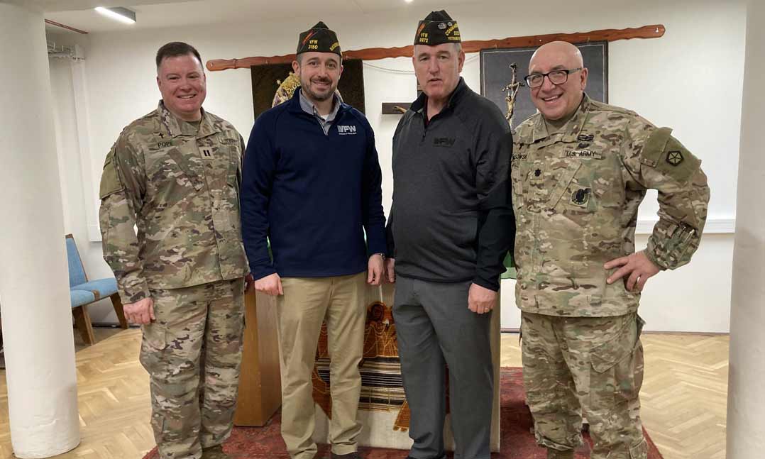 VFW CIC Tim Borland speaks with troops deployed to Poland