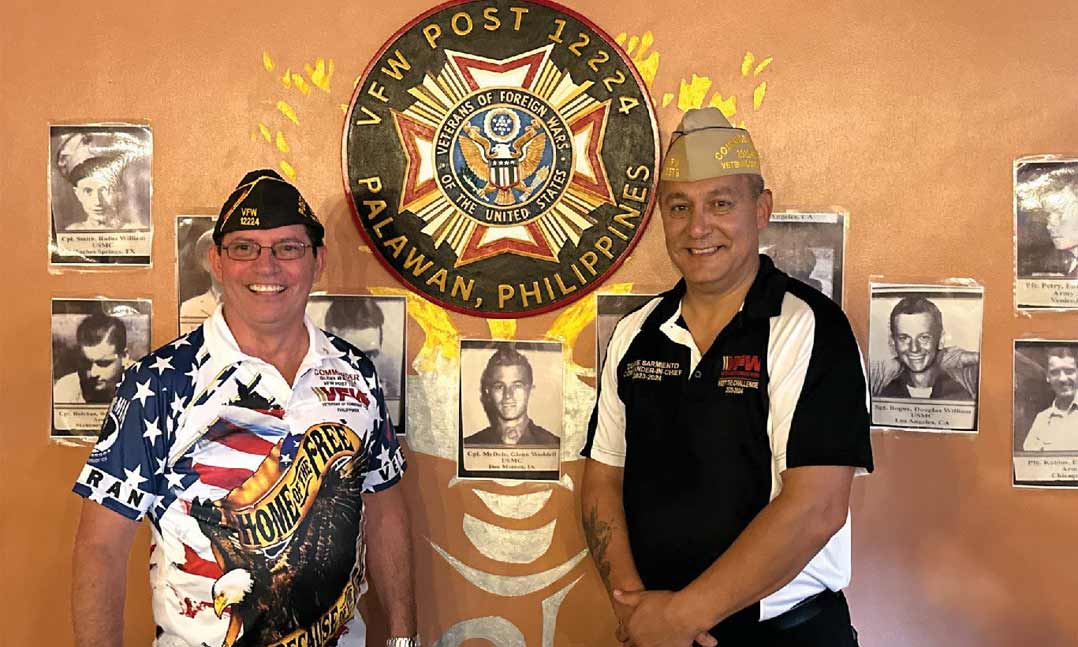 VFW National Commander Duane Sarmiento and VFW Post 12224 Commander Roscoe McGlynn (left)