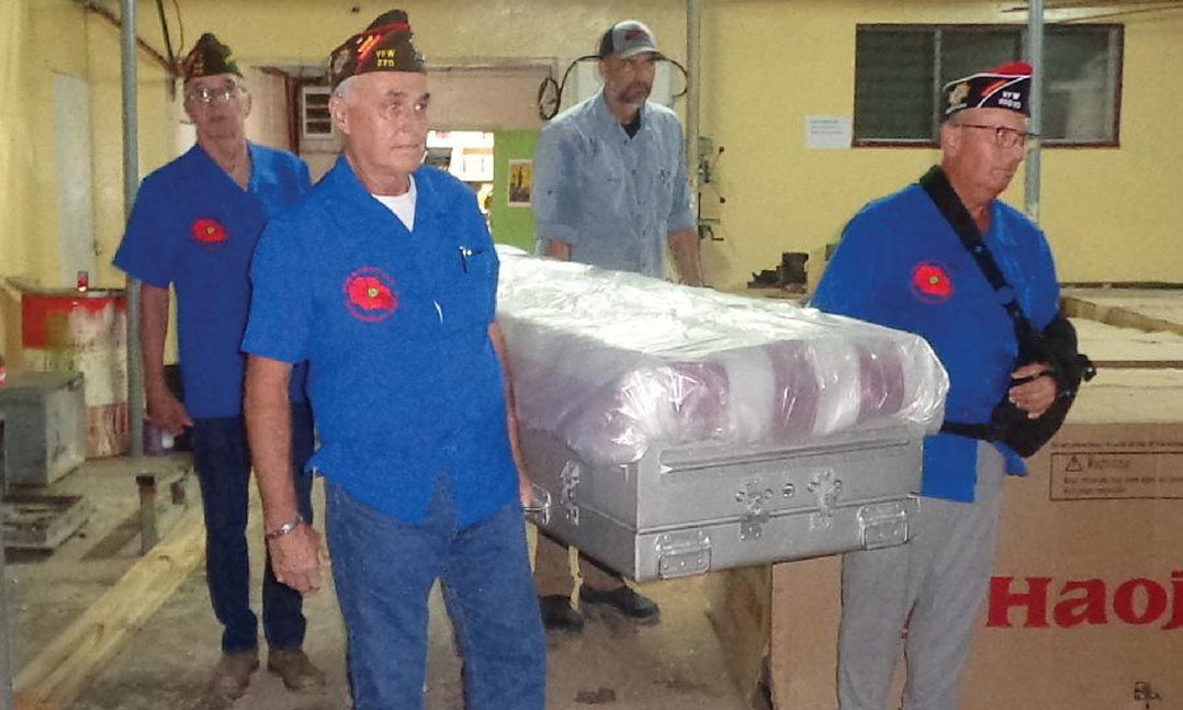 VFW members collect remains from fallen soldier