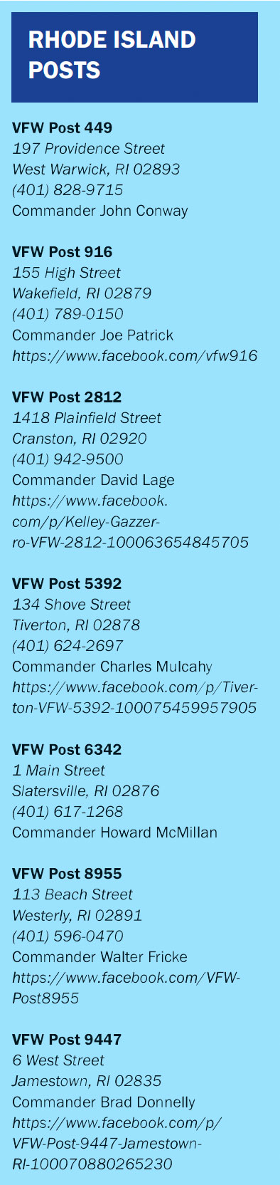 Rhode Posts Destination Rhode Island - VFW