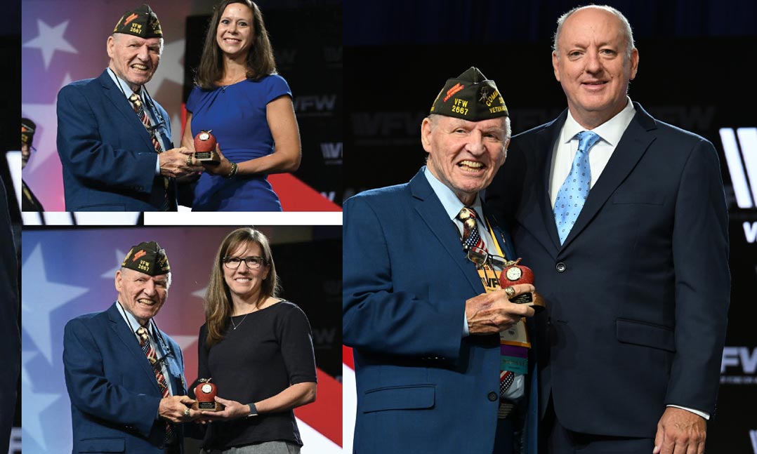 Then-VFW National Commander Al Lipphardt presents the 2025 Teacher of the Year awards at the 126th VFW National Convention
