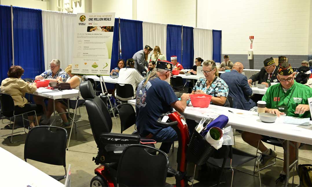 Uniting for Veterans seed sorting by volunteers at the 127th VFW National Convention