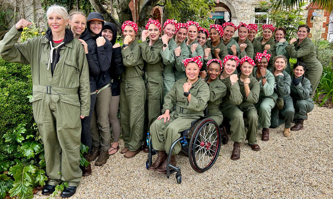 Then-VFW Commander-in-Chief Carol Whitmore, foreground, poses with the women of Fox Force Foundation in June in Normandy, France