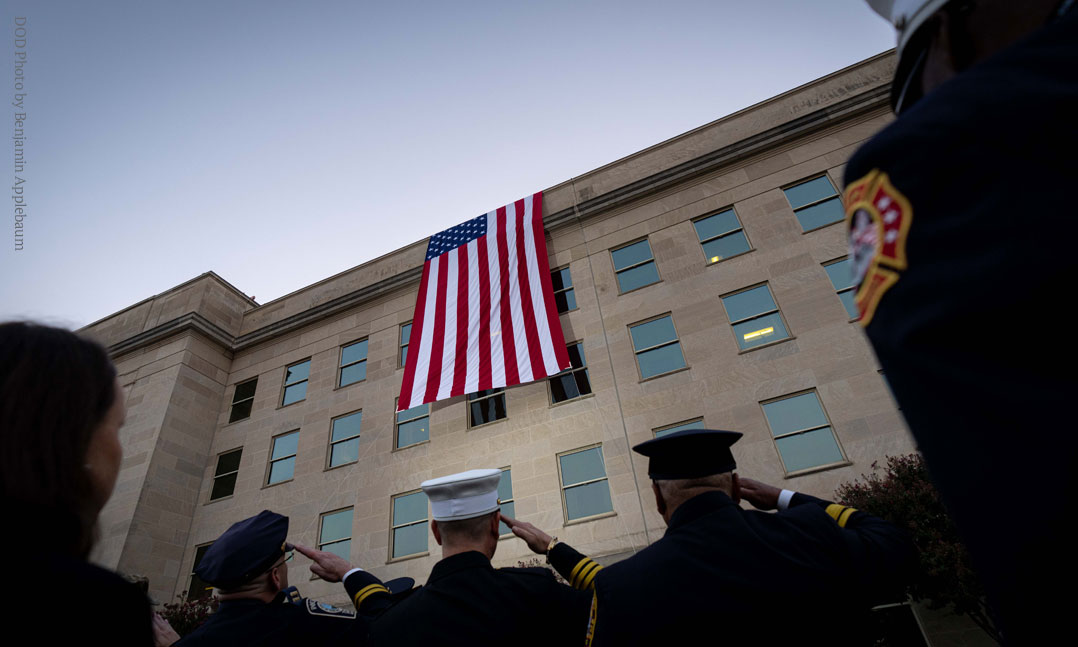 Pentagon flag during a Patriot Day Remembrance Ceremony