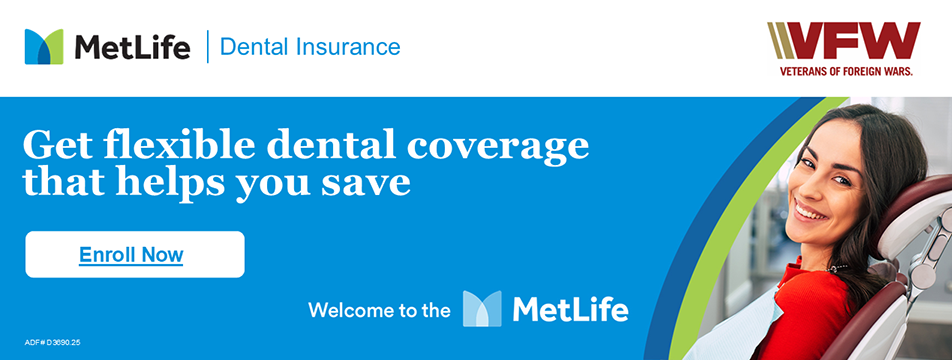 VFW members can get flexible dental coverage that helps you save woman smiling in dental chair